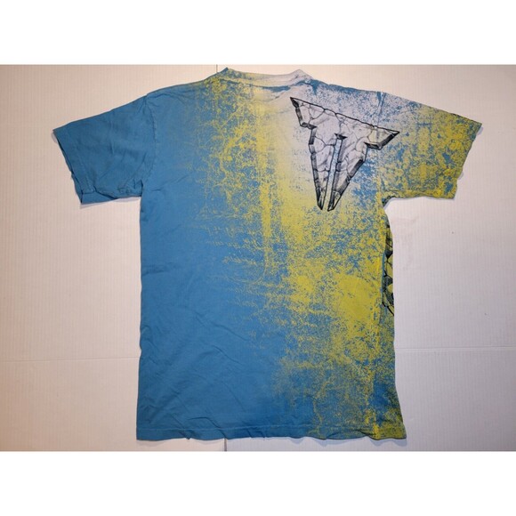 Throwdown Premium Cross Wings Blue‎ Gold Double-sided MMA Spellout Logo Mens L - Picture 4 of 6